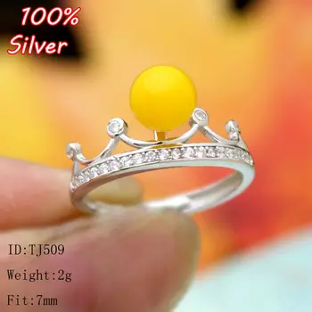 

2018 New Fashion 925 Sterling Silver Color 7MM Base Inlaid Wax Ring Blanks Settings Adjustable Crown Tiara Ring DIY Jewelry