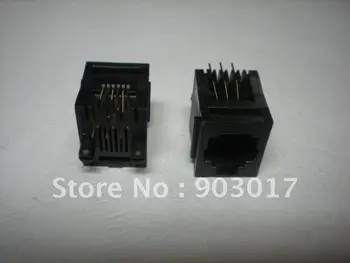 

Black 6P6C With flange Top entry Modular Network PCB Jack Connector 100 pcs por lot