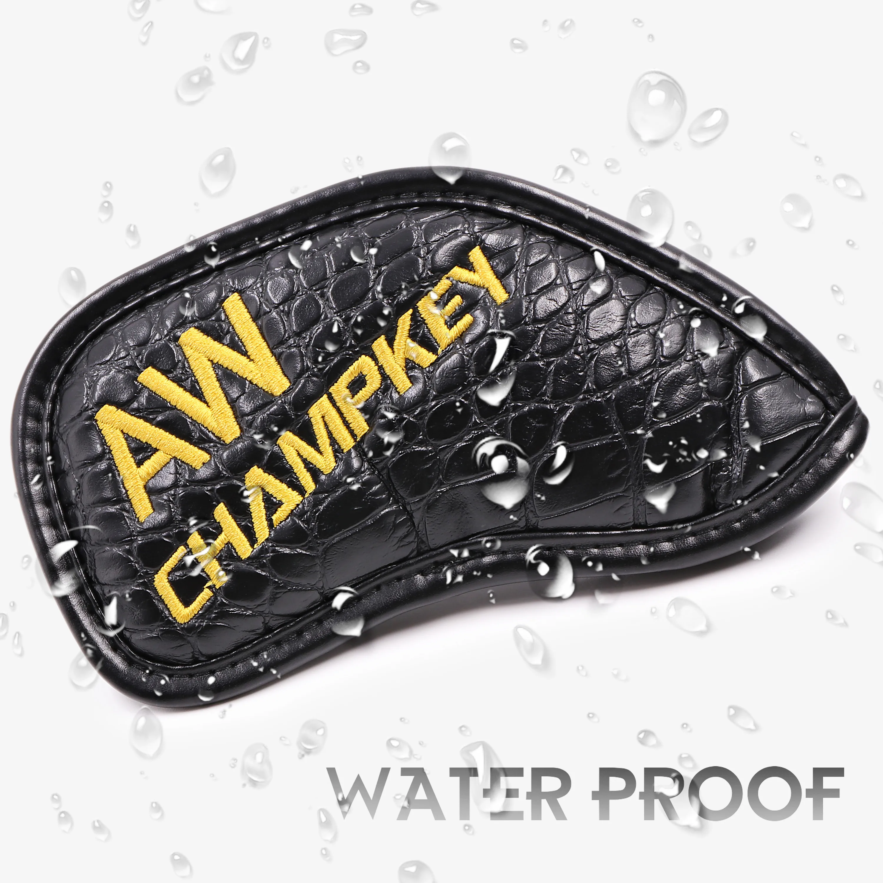 NEW Champkey 12 Pcs/set Professional Golf Club Iron Head Cover Black Color Snake PU Leather Golf Protective Headcovers