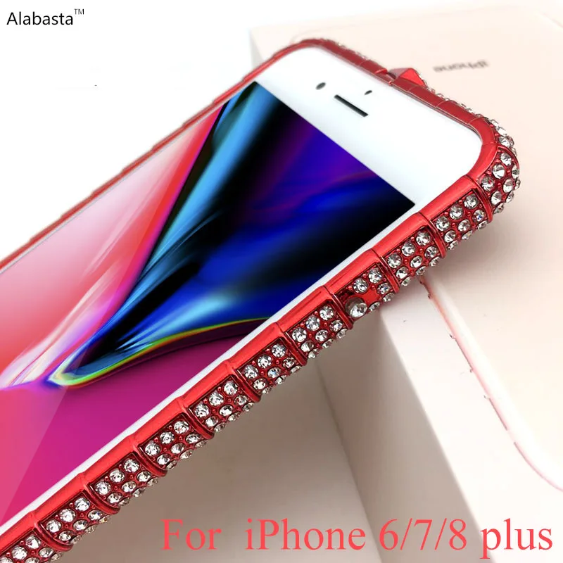 

Alabasta Rhinestone Dinamond Bumper On For Apple iPhone 6 6s 7 8 Plus Snake Bumper Fram Bling Glitter Metal Frame Fram Rim 5.5