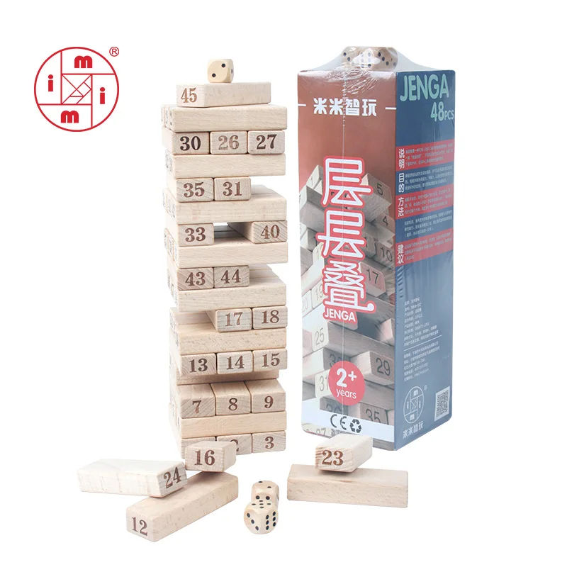 

MITOYS 48 PCS Building Wooden Tower Blocks Toy Domino Stacker Board Game Family/Party Funny Extract Building Blocks Jenga