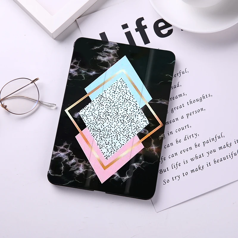

Marble Print Leather Case For iPad 9.7" 2018 PU Leather Stand Cover Hard PC Back Case For iPad 2 3 4 Protective Case Cover