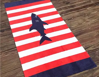 

160x80cm Shark Kids Beach Towel Children Swim Towel Wrap 100% Cotton Thicken Eco-Printing No Fading