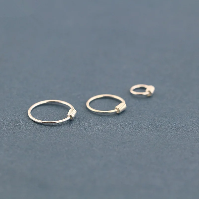 Серебряные серьги S925 пробы тайские серебряные кольца с винтом антиаллергенные