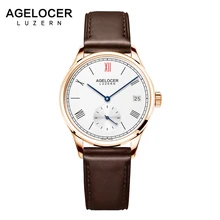 AGELOCER Switzerland Women Brown Strap Dress Watches Luxury Gold Female Casual Watch Ladies Sapphire Mechanical Watch