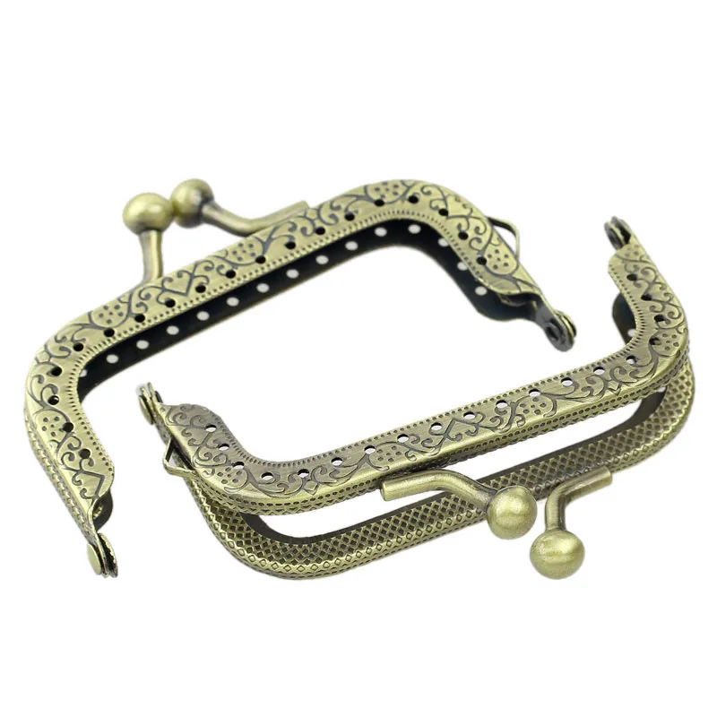

10Pcs Bronze Tone Coins Purse Bag Rectangle Frame Metal Frame Kiss Clasps Fermoirs Handbag Handle 8x5cm