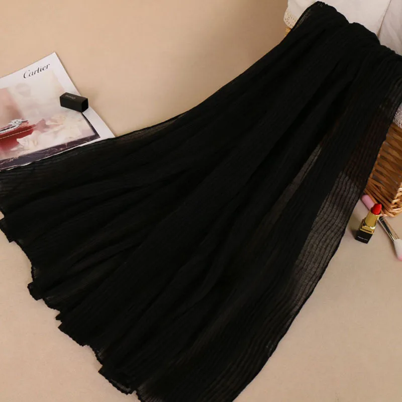 Мусульманский хиджаб шарф Исламские шали обертывания вуаль ткань морщин гофре мнущийся Стиль 180*65 см - Цвет: 17