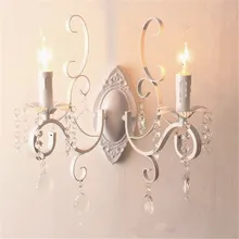 Lámpara de pared blanca y negra, doble cabezal E14, candelabro de luz, lámparas de pared de cristal de Metal, accesorio de iluminación clásico europeo de pared Vintage