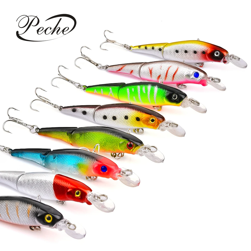 

Peche 2 Segments Minnow Fishing Lures Artificial Hard Baits Pesca Wobblers Crankbaits for Carp Fishing 3D Eyes with Hooks Isca