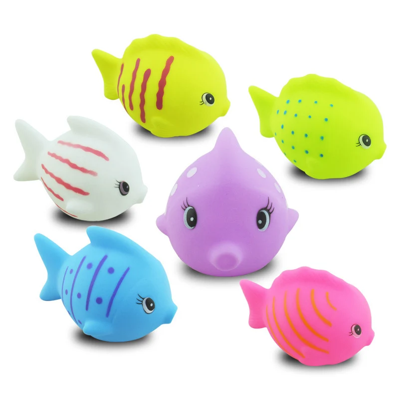 6 Pcs/set Cute Fish Bath Toy Soft PVC Animals Squeeze Sound Squeaky Safe Bathroom Water Toys for Baby Kids | Игрушки и хобби