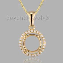 Новинка! Свадебные украшения 14 к желтое золото Круглый 7 мм простой полу крепление кулон E0053