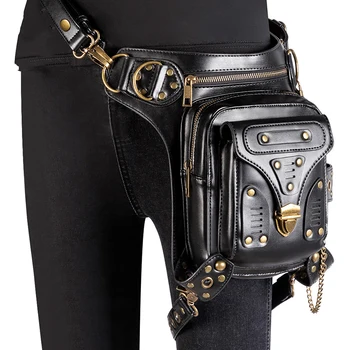 

Outdoor Sports Retro Men Steampunk Shoulder Bag Mobile Phone Messenger Motorcycle Bag Stereoscopic Personality Waist Handbag