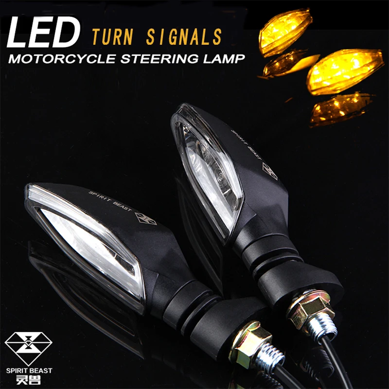 Spirit Beast High Quality Motorcycle Led Turn Signals One Pair For Honda Yamaha Kawasaki Suzuki Scooter Dirt Bike Ktm huismerk kopen in de aanbieding