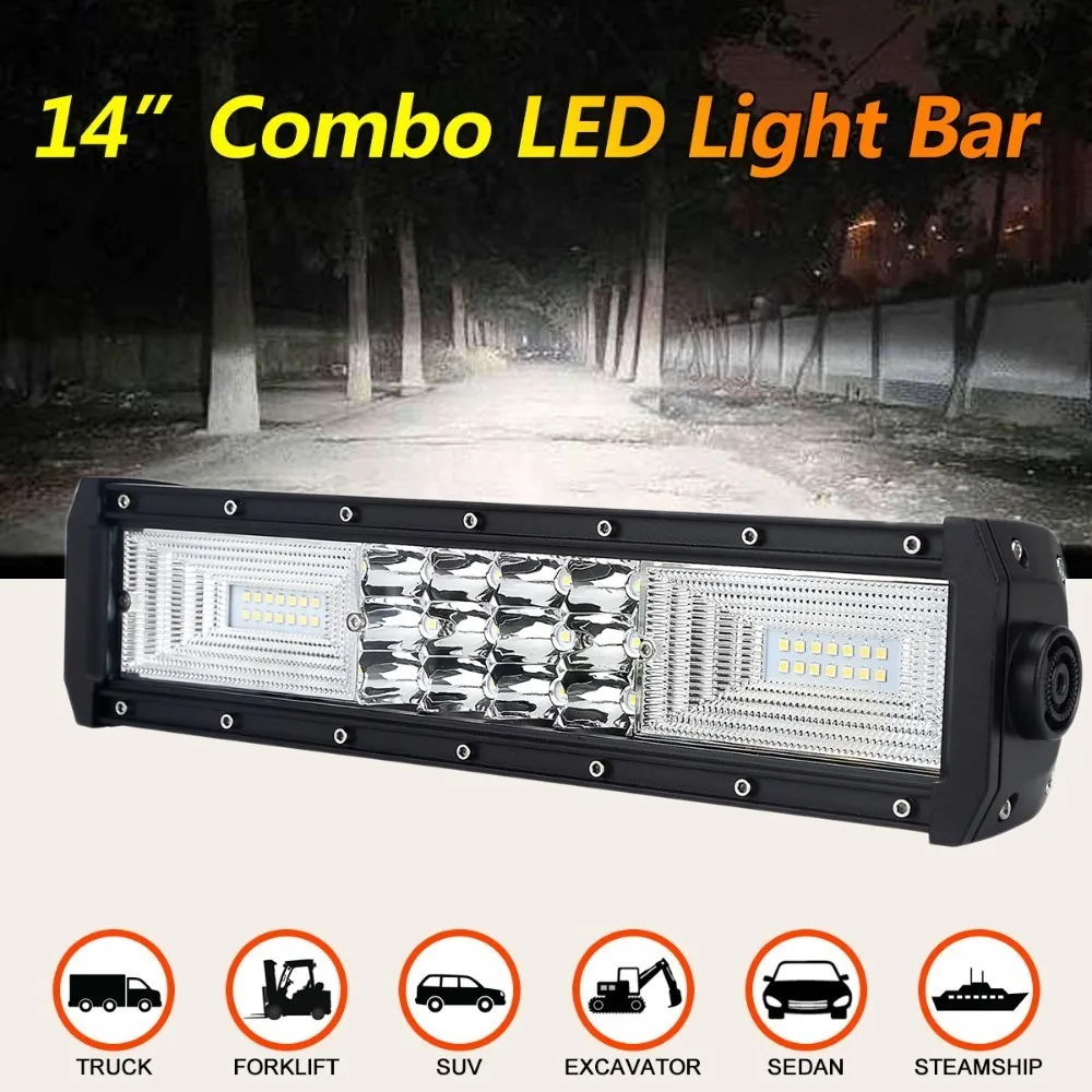 

Green-L 120W 14 inch LED Light Bar Tri-Row Combo Offroad 4x4 Car Accessories worklightBar Off Road 4WD 4x4 Camper ATV SUV 12v
