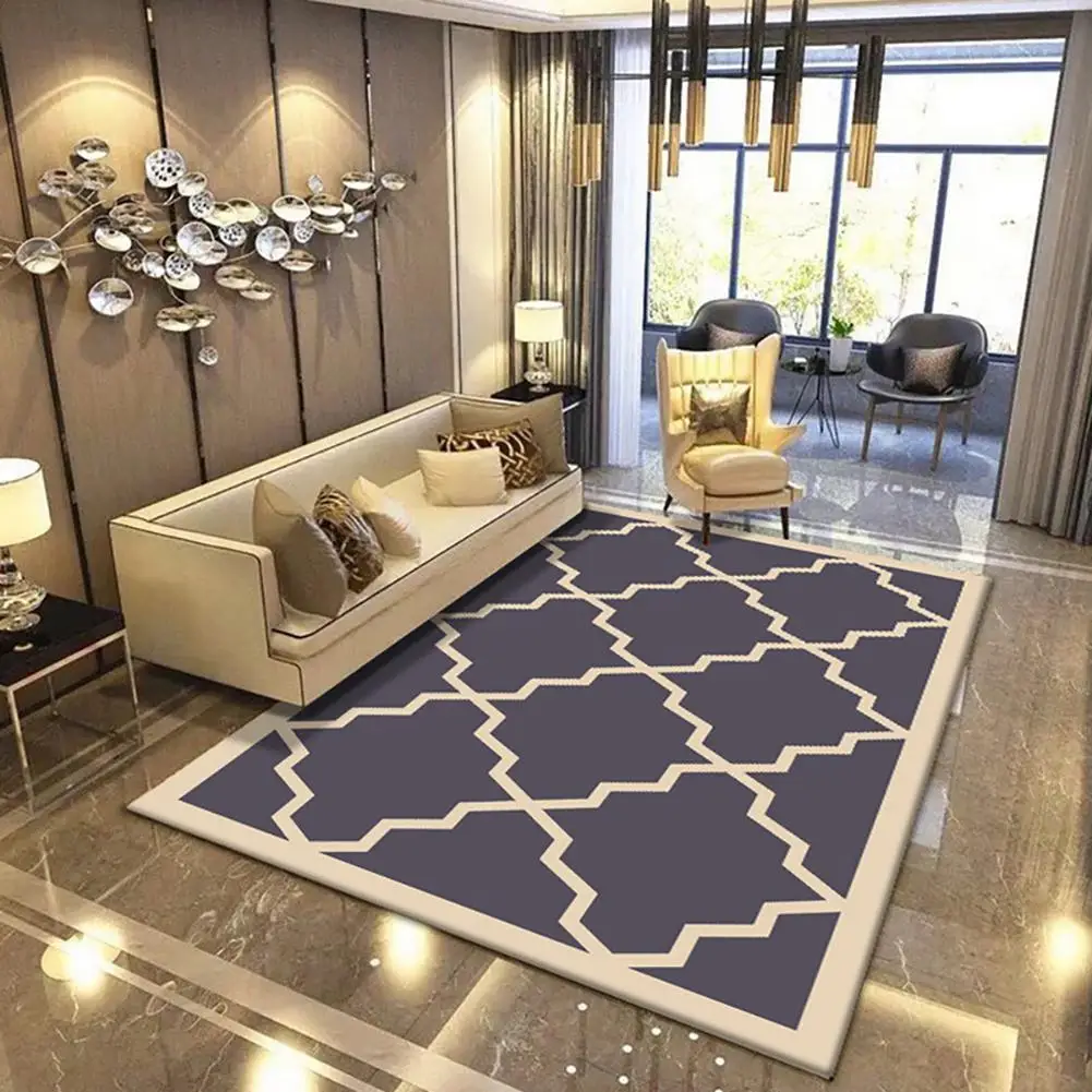 DSstyles простой синий, серый геометрический узор ковры коврики для Ванная комната Кухня Гостиная