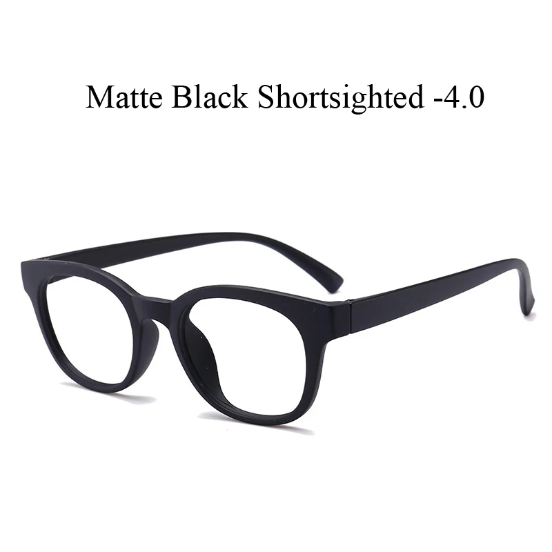 Zilead ультралегкое TR90 круглое готовое стекло для близорукости для женщин и мужчин близорукое с диоптрией-1.0to-4,0 - Цвет оправы: D black myopia 4.0