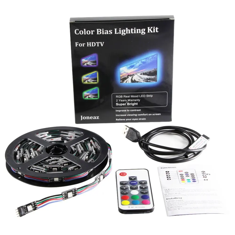 

LED Bias Lighting Kit for HDTV 3M 61leds USB Multi-color Accent Strip light 9.8ft with RF Remote to Improve the Monitor Contrast
