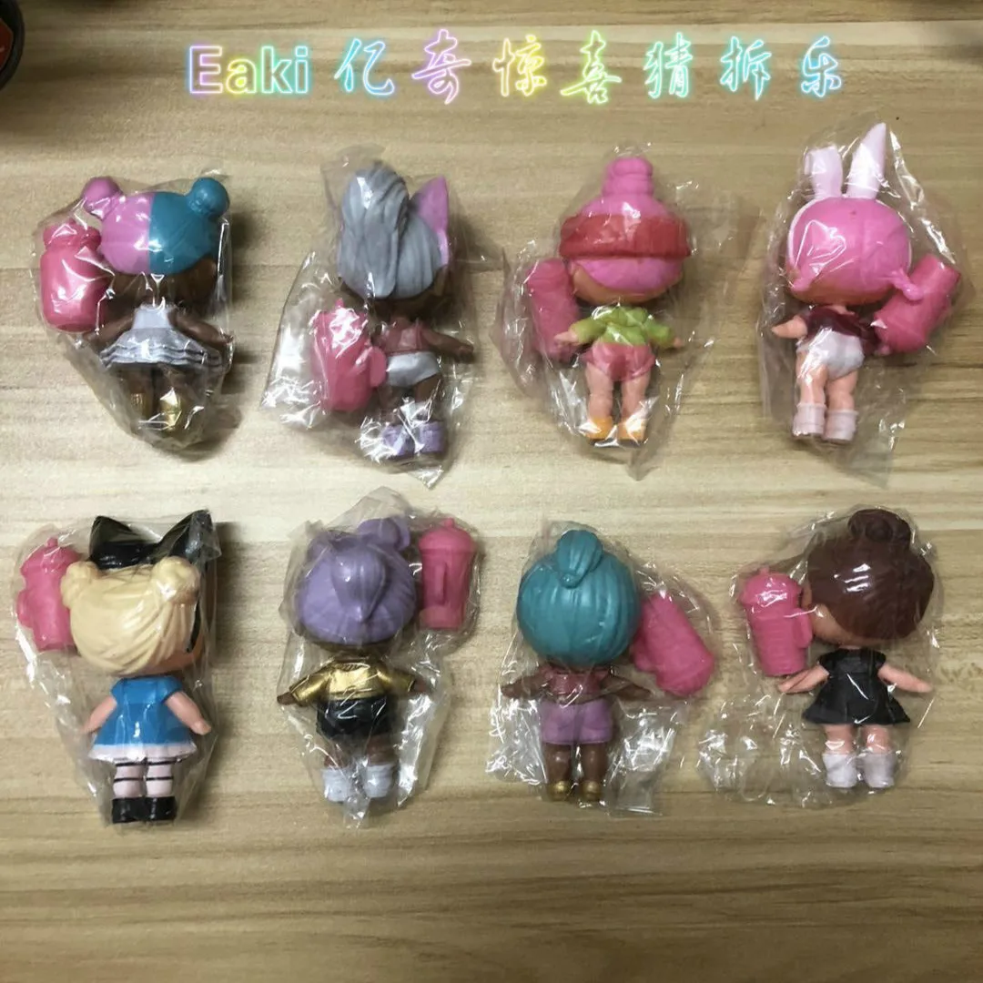 

8pcs/set Unpacking Girls Eaki Doll Baby Child Dolls Pop Action Figure Toys Kids Birthday Party Gift For Girls Kid Christmas Gift