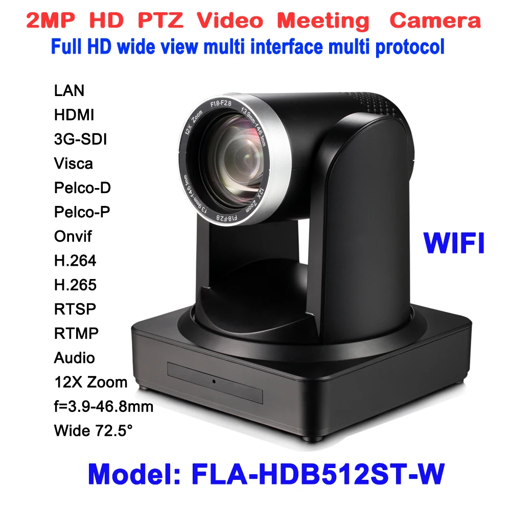 2MP Full HD Крытый PTZ Wifi Камера 12x оптический зум 1080x1920 при 60fps HDMI 3G-SDI IP потоковая 72,5 градусов FOV черный