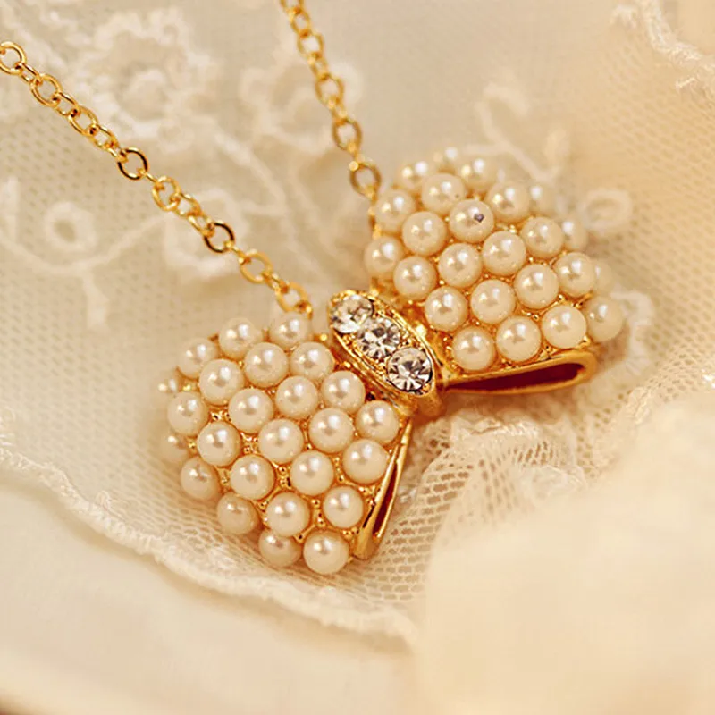 N404 стиль простое, маленькое, новое ожерелье с бантом из искусственного жемчуга ювелирные изделия Bijoux Collares
