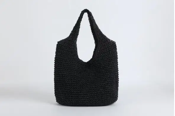 

2019 paper thread woven beach bag women's vacation package brief solid color straw bag