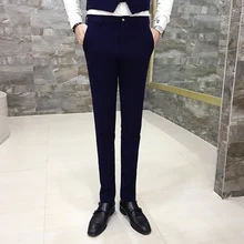 Однотонные мужские костюмные брюки Размер 3XL Slim Fit бизнес банкетное платье мужские брюки