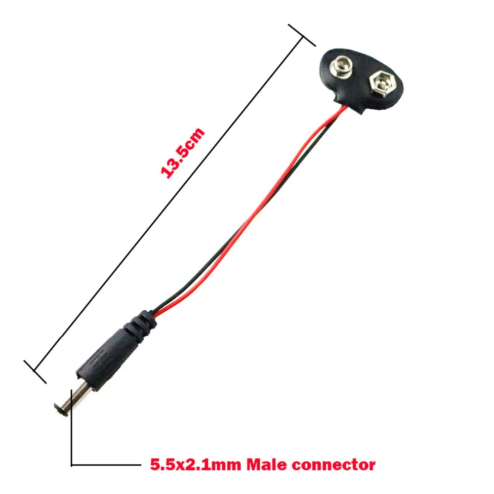 6 шт. батарея оснастки кабель питания экспериментальный провод к 9 в линии мужской DC разъем клип адаптер DIY Arduino Uno R3 разъем Быстрая JQ