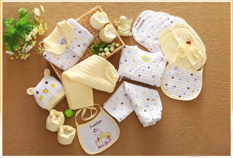 Комплект одежды для новорожденных мальчиков, 18 предметов костюм для младенцев из хлопка Одежда для маленьких девочек, комплекты со штанами одежда для малышей Шапка, комбинезон, ropa de bebe - Цвет: Золотой