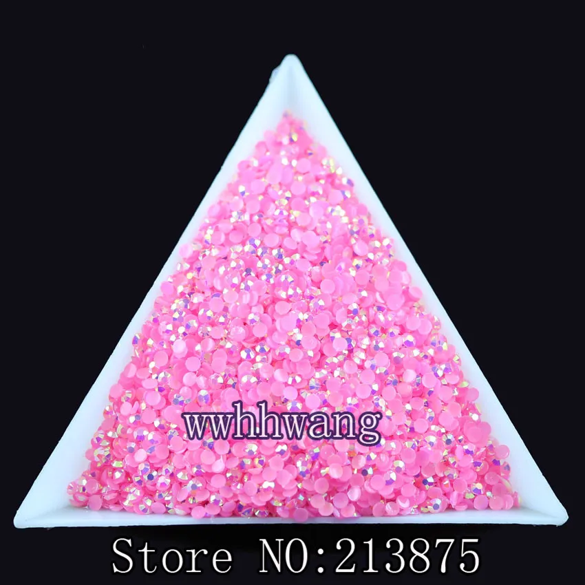 

DIY,1000pcs/bag,SS6,2mm,3D Nail Art Tips,Dark pink color jelly ab resin flat back crystal rhinestone "not hotfix" nails use glue