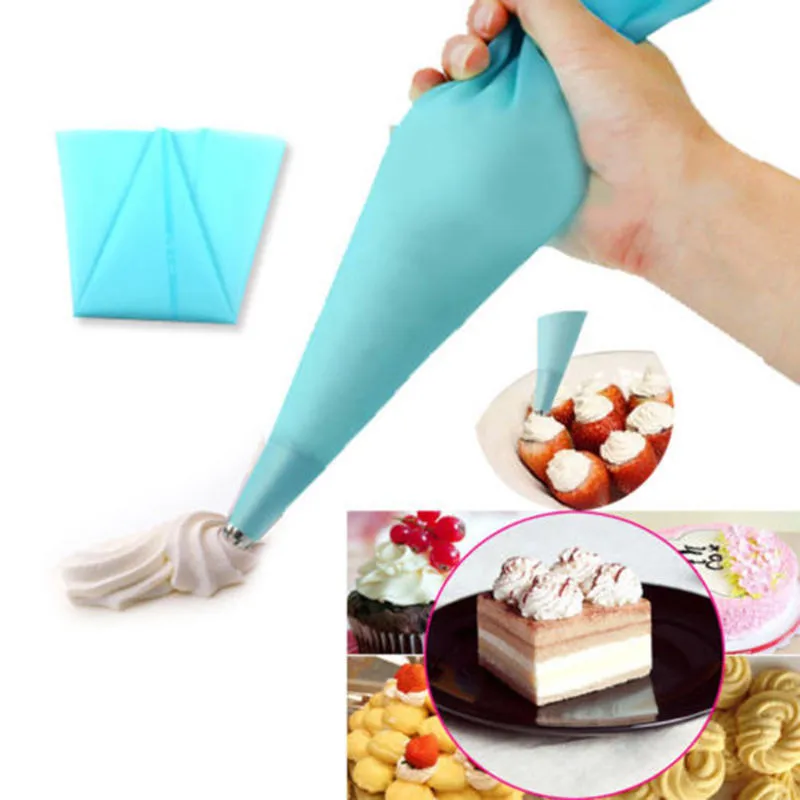 

3 Size Silicone Reusable Icing Piping Cream Pastry Bag DIY Cake Decorating Tools