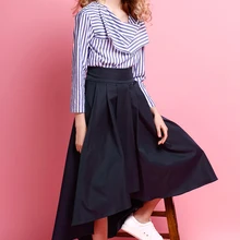 Подгонянные атласные высокие черные юбки для вечеринок Женская Дамская юбка для выпускного вечера пикантный зауженный Асимметричный большой юбка-зонтик