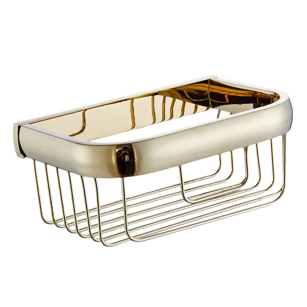 Bathroom Basket Shower Organizer Bath Shelf Rack Tissue Container Gold