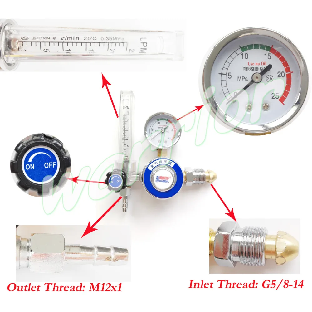 Аргоновый регулятор внешняя резьба AR газовый расходомер датчик для TIG сварки