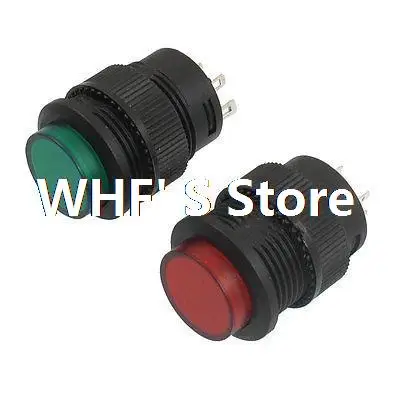 

2 Pcs 4 Terminals Red Green LED Lamp Momentary Push Button Switch DC 3V