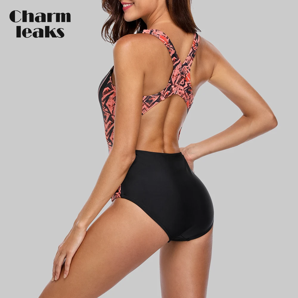 Online Charmleaks Ein Stück Frauen Sport Badeanzug Sport Bademode Padded Bikini Backless Strand Tragen Badeanzüge Monokini