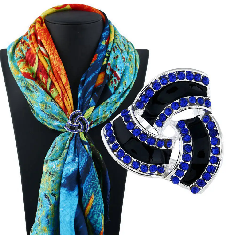 S005 Fashion Delicate Crystal Scarf Brooch Clips Woman scarf Jewelry