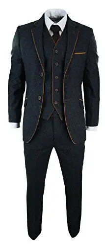 Latest Coat Pant Designs Grey Trim Tweed Men Suit Slim Fit 3 Piece Tuxedo Custom Suits Groom Prom Stylish Blazer Terno Masculino