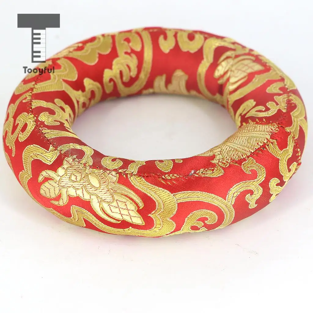 Tooyful Tibetan Handmade Silk Brocade Round Meditation Singing Bowl Cushion Ring Pillow Random Color