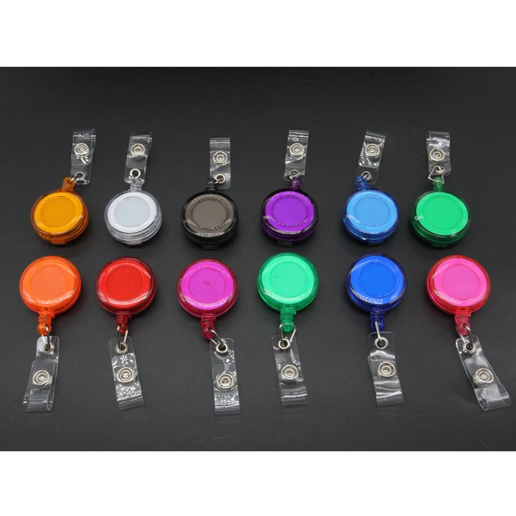 20pcs/lot Solid Color ID Badge Holder Retractable Badge Reel Different Color  Badge Reel With Lanyard - AliExpress