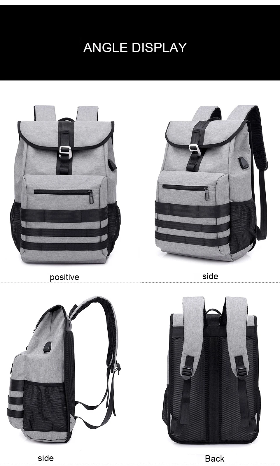 12 USB Charging Backpacks 15.6'' Laptop Backpack Canvas Men Backpacking Travel High Capacity Luggage Bag Pack Male Outdoor bagpack