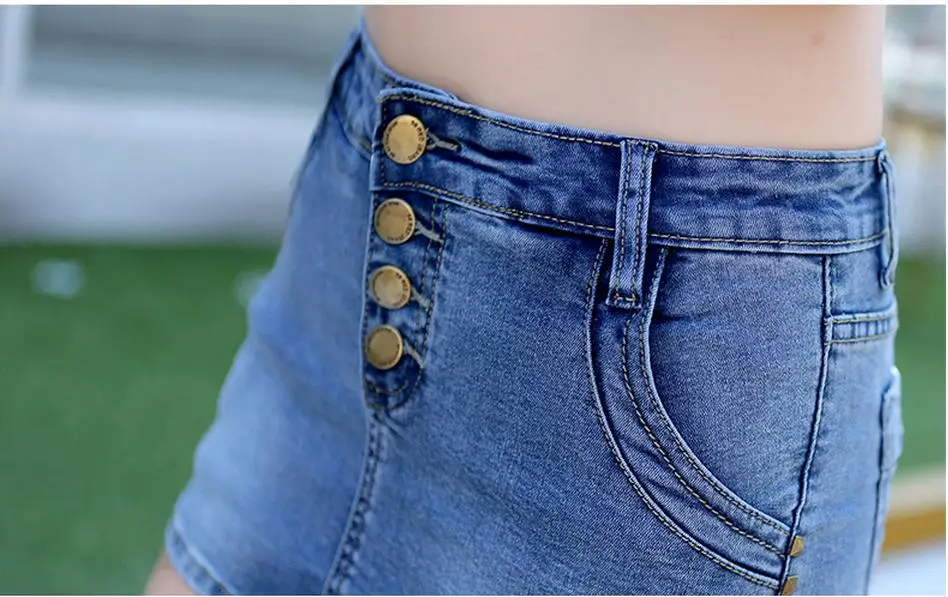 Новинка, женские летние джинсовые юбки-шорты, повседневные, тонкие, средняя талия, однобортные, джинсовые, короткие, женские шорты, джинсы K81