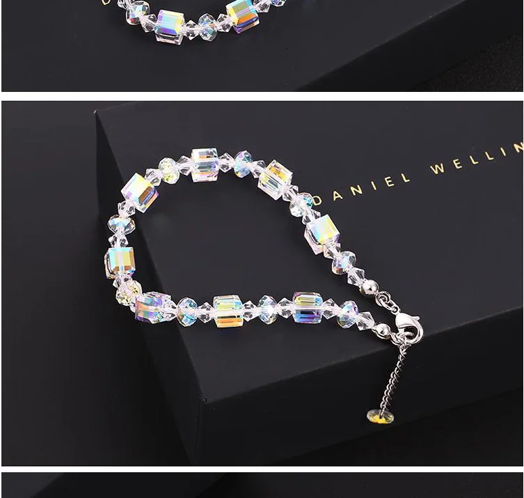 Роскошные браслеты с кристаллами Swarovski для женщин, очаровательные браслеты и браслеты для женщин, изысканные свадебные украшения, подарок