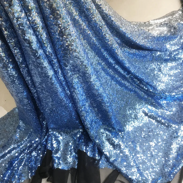 Цветная постепенная Чистая Пряжа Bling 3 мм Блестки Ткань для женского банкетного платья 50x125 см
