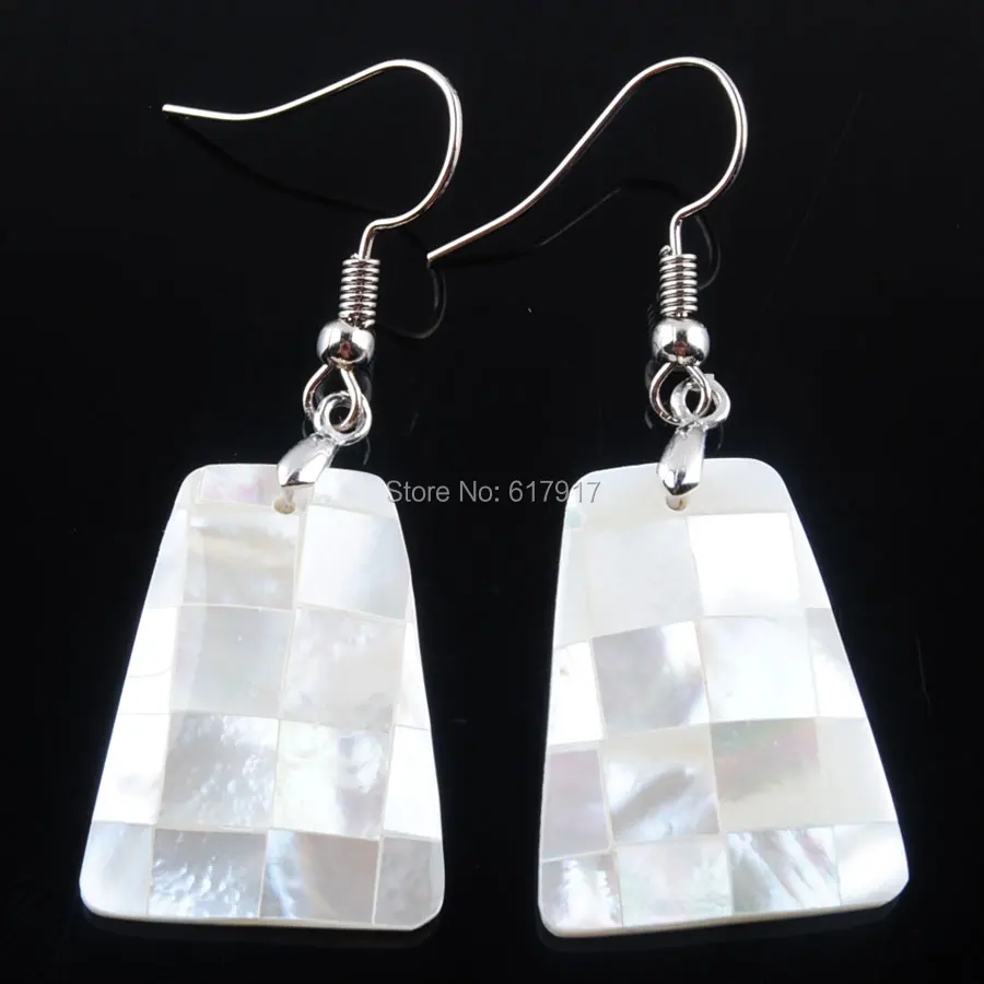 Natural Dangle Hook Earrings Paua Abalone Shell Bead Pendant New