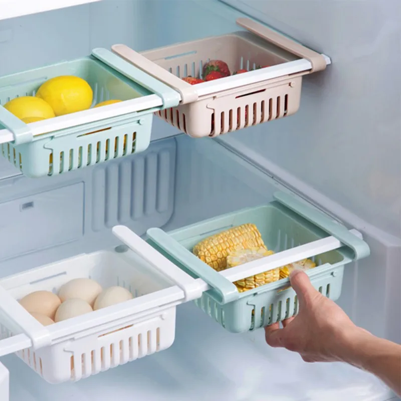 

Refrigerator Shelf Storage Rack Fridge Shelf Holder Pull-out Storage Drawers Organiser Space Saver Food Storage Box
