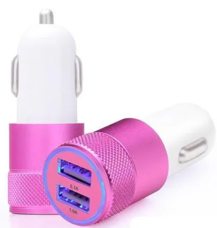 С розничной упаковкой, два USB выхода, Порты и разъёмы автомобильный адаптер Зарядное устройство 2.1A алюминиевый 2-Порты и разъёмы автомобиля Зарядное устройство для Iphone X 8 Plus для samsung S6