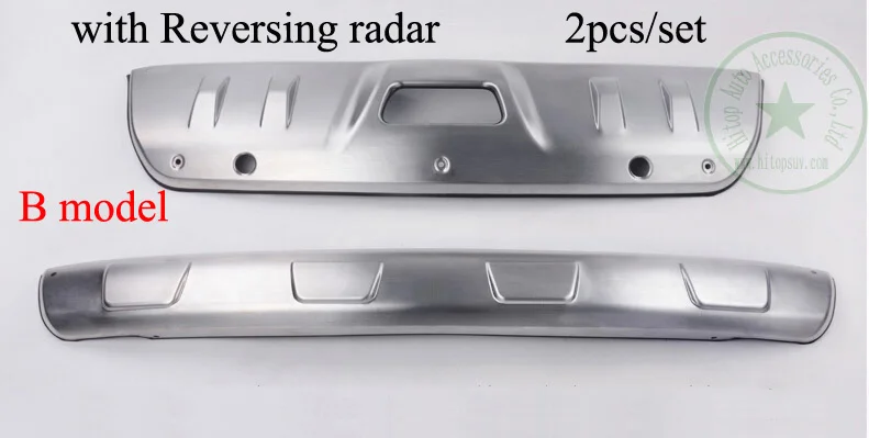 Утолщаются из нержавеющей стали заднего бампера протектор опорная плита быка бар для Nissan X-trail изгой,2 шт./компл., с радар отверстие - Название цвета: B model