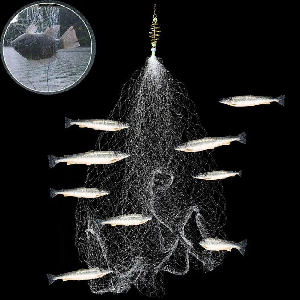 

#Random Color#1PC Copper Spring Shoal Mesh Luminous Beads Swivel Fishing Tools Floating Bottom Loading Bait Thread Fishing Net