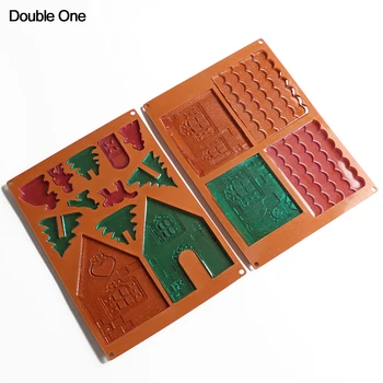 

2pcs/set Christmas House Castle Silicone Mold Epoxy Resin Craft DIY Mould Tools for Xmas Jewelry Pendant Making Decorating