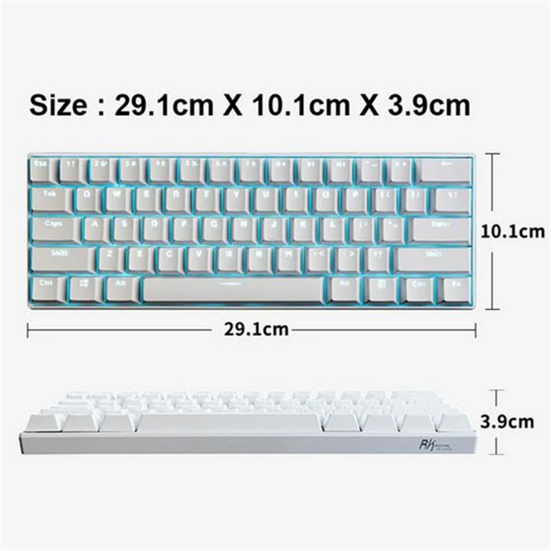 Механическая клавиатура 61 Ключи Bluetooth Беспроводной Белый светодиодный подсветка эргономичная игровая клавиатура для компьютера ноутбука/ПК